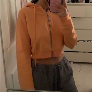 Cropped pretty little thing orange zip up hoodie!
